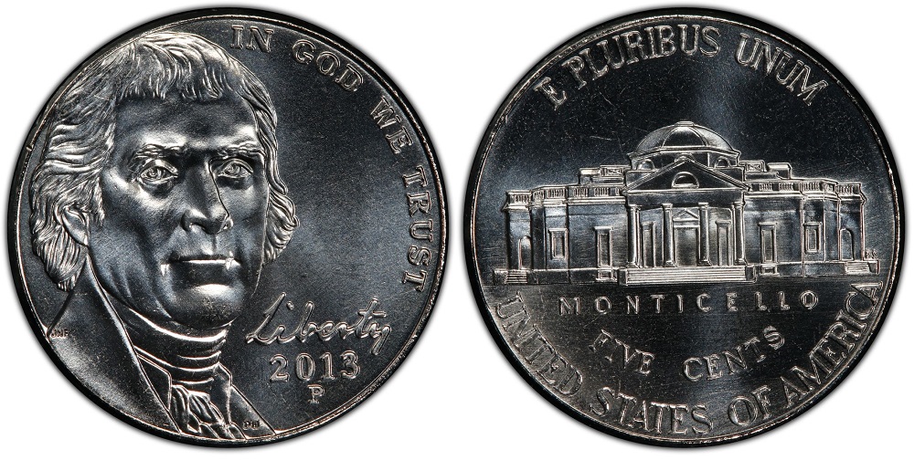 2013 nickel Monticello steps comparison: weak strike (left) vs Full Steps qualifying specimen (right)