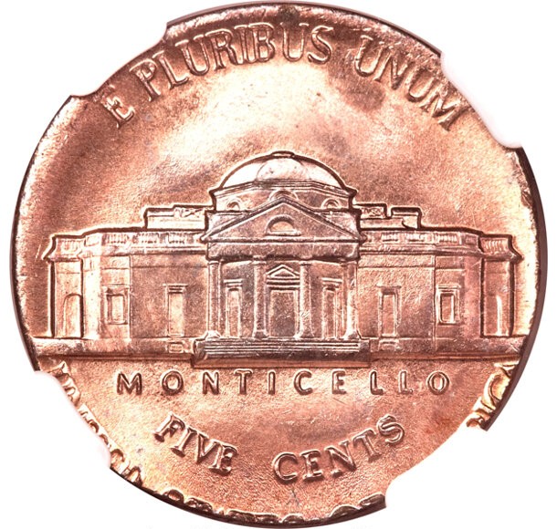 2013 nickel wrong planchet error struck on a cent planchet showing undersized diameter and copper color